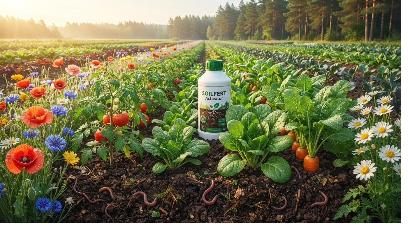 Опытный участок открытого грунта — овощные, корнеплодные и цветочные культуры на одной программе SOILFERT.